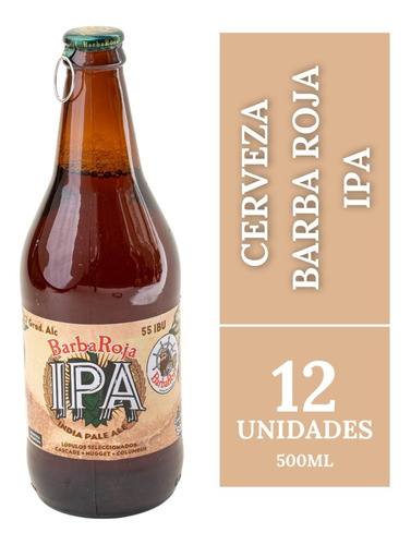 Cerveza Barba Roja Ipa Pack X 12 Botellas 500ml. Artesanal