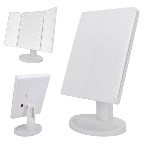 Imagen 2 de 10 de Espejo Táctil 180º 22 Luces Led Aumento Plegable Maquillaje