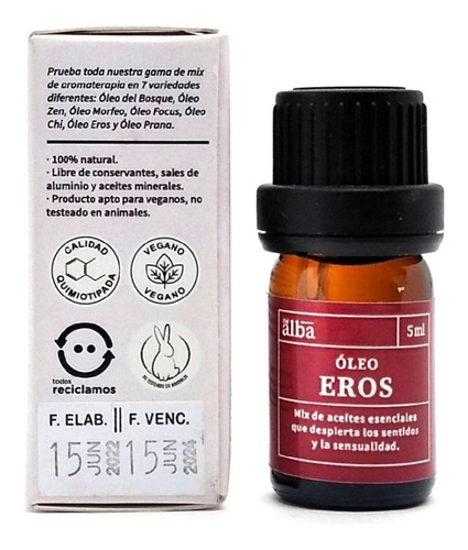 Imagen 2 de 6 de Aceite Esencial Eros Despierta Sentidos 5ml Gotas - Del Alba