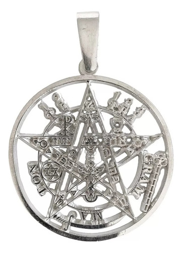 Dije Grande Tetragrámaton Plata Ley 925 Medalla Pentagrama