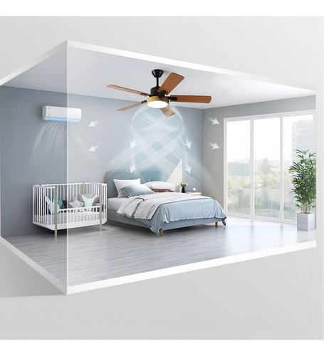 Ventilador De Techo Moderno Con Luz Control Remoto Madera52'