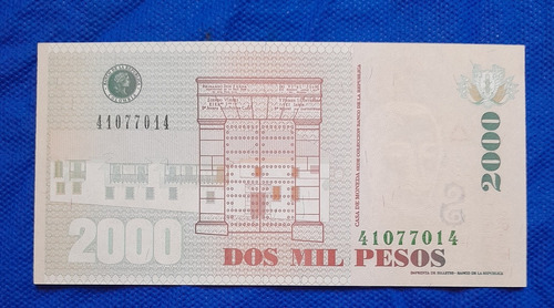 Billete De 2000 Pesos , Estado Unc, Con Serie Radar 7014