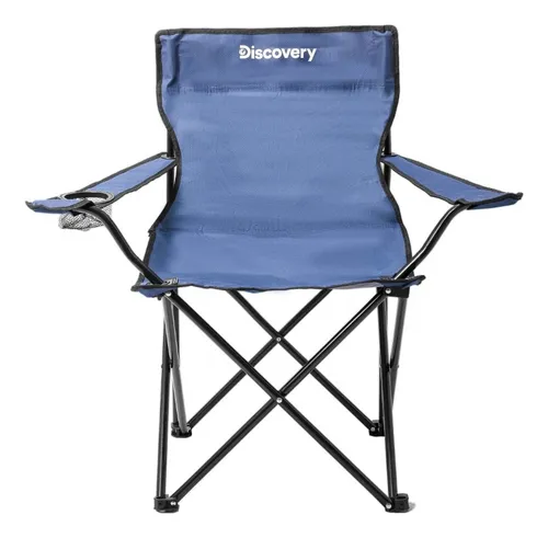 Mesa + 2 Sillas De Camping Discovery Plegable Portavaso Azul