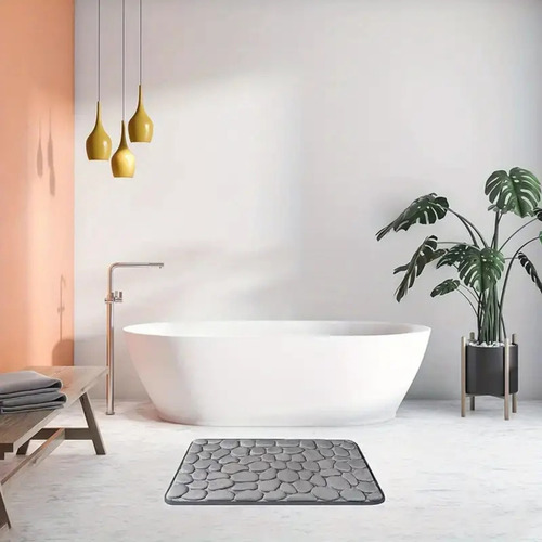 Tapete De Baño Absorbente, Suave Y Antideslizante 60x40cm Gris Oscuro Coral