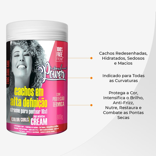 Kit Color Curls Soul Power Sh. + Cond. + Cr. De Pentear 800g