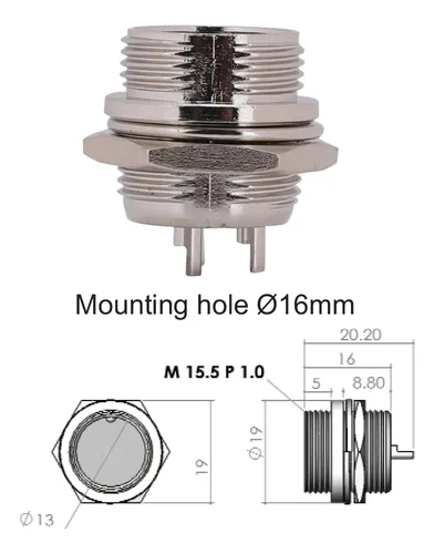 2 Fichas Conector Microfono 4 Pines Din Rosca Macho Chasis