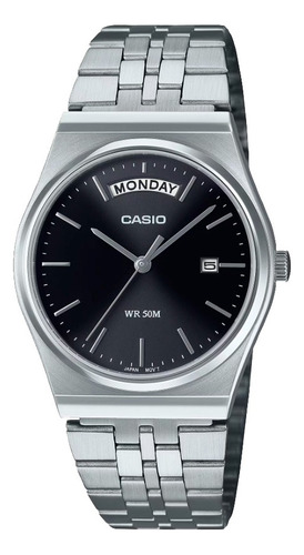 Reloj Casio Mtp B146d 1a Acero Inoxidable Doble Fechador Plateado Plateado Negro