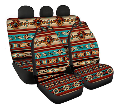 Renewold Ethnic Aztec Car Seat Cover Universal Stripe Colorf