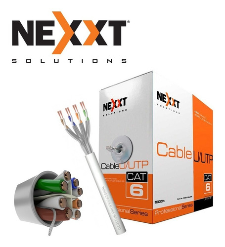 Rollo De Cable Utp Nexxt Cat6 305mts Gris Tipo Cm 100% Cobre