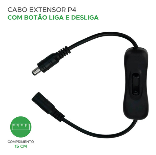 Cabo Extensão De Fonte P4 Extensor Fita Led Com Interruptor