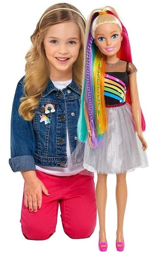 Barbie Muñeca 70cms Rainbow Sparkle Cabello Arcoiris Mattel