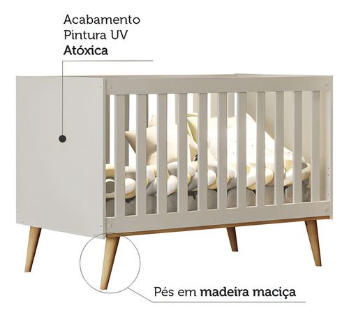 Quarto De Bebê Completo Gran Lorena Berço Guarda-roupa Cô... Cor Off white