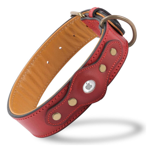 Collar De Perro De Cuero Filbert Con Soporte Airtag, Collar