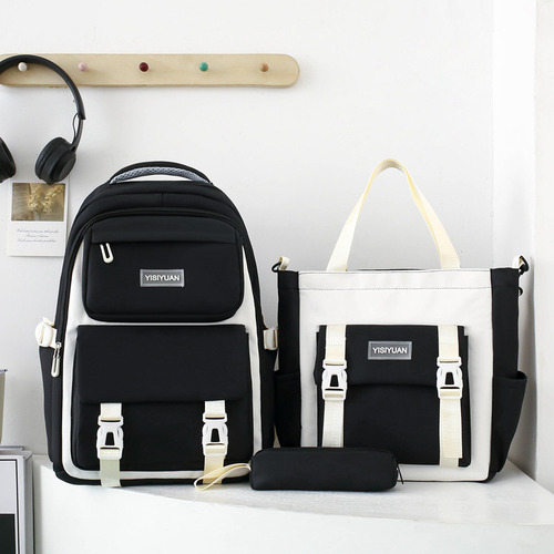 Juego Mochila Set 3 Alta Calidad Escolar Laptop Estudiante Linda Abeleza Ab-13 Color Negro