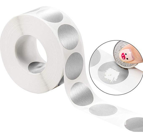 Etiqueta Adhesiva Redonda De Plata Rosa Raspada, 500 Unidade
