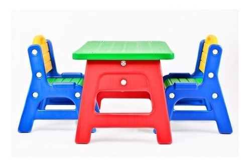Imagen 2 de 6 de Mesa Infantil Plastico Niños Infantiles Exterior + 2 Sillas