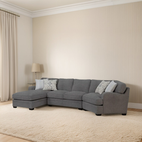 Sala Aisha Derecho Lino Gris 3pz Mueble Sala Sofa Sillon