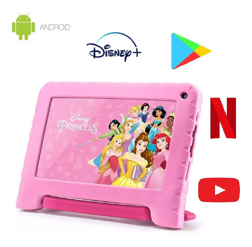 Imagen 3 de 10 de Tablet Multilaser Funda Princesa Disney 32gb 2gb Ram Andr 11