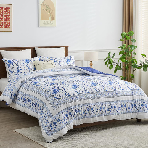 Set De Edredón Queen Size Finestichery, 100% Algodón De