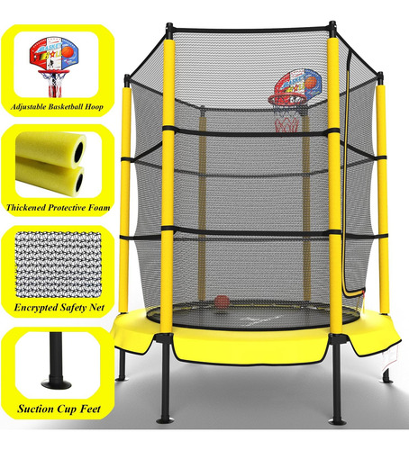 Langxun 60 Trampoline Para Niños Con Aro De Baloncesto, 5 Al