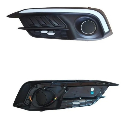 Imagen 5 de 7 de Kit Rejilla Faro Auxiliar P/ Honda Civic 2017 A 2019 Con Led