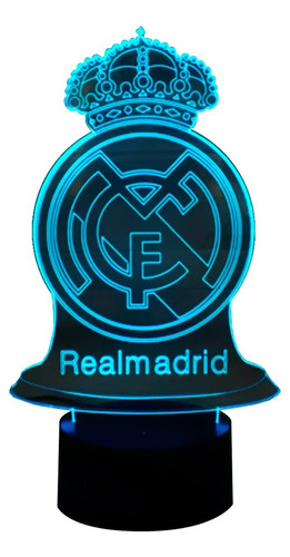 Lámpara De Mesa 3d Real Madrid Base Negra + Control