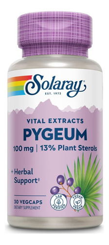 Corteza De Pygeum 100 Mg Solaray 30 Cápsulas Vegetales