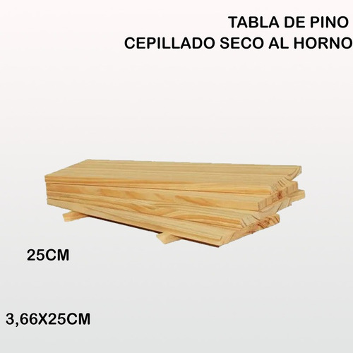 Tabla De Pino Cepillada Seco Al Horno 3,70mts X 30cm X2,5cm