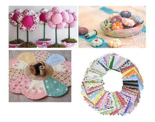 100 Piezas De Tela Multicolor Patchwork Algodón Mezcla De
