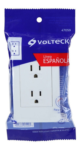 Imagen 4 de 5 de Placa Con Contacto Duplex + Tierra Esp Blanca Volteck 47059