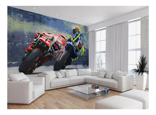 Papel De Parede 3d Moto Manobra Freestyle Grau 3,5m² Bkm35