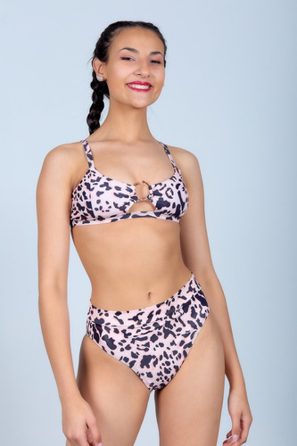 Malla Bikini 2 Piezas Tiro Medio  Animal Print Con Aro