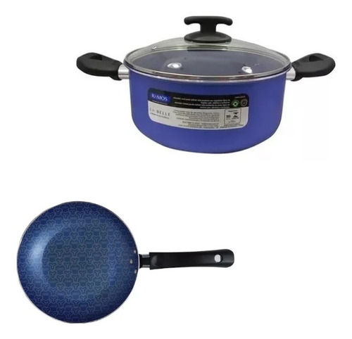 Bateria Cocina Ramos La Belle Teflon Set Olla Sarten Azul