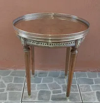 Comprar Antigua Mesa Auxiliar Ratona Estilo Francés Bronce Vidrio