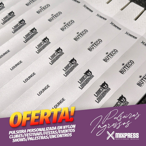 Imagem 1 de 6 de Pulseira Identificação Nylon Impressão Simples . 900 Unids