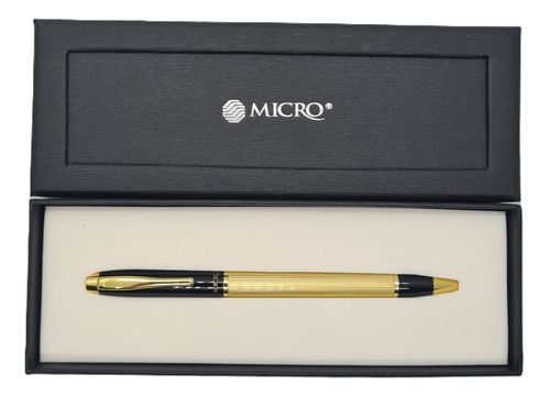 Boligrafo Micro Vip Andes Con Estuche Para Tinta Azul Exterior Negro Dorado