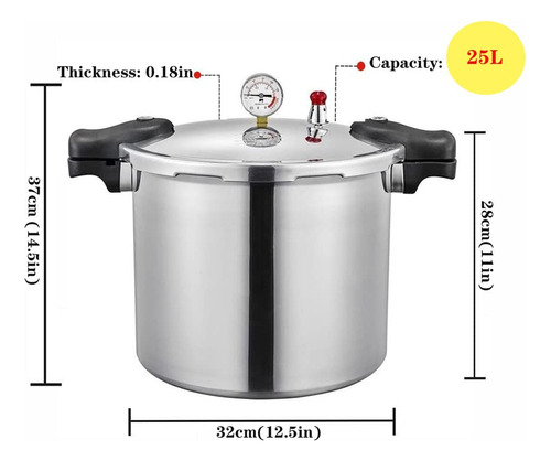 Olla A Presión 25 Qt Con Estante De Cocción Extra Grande