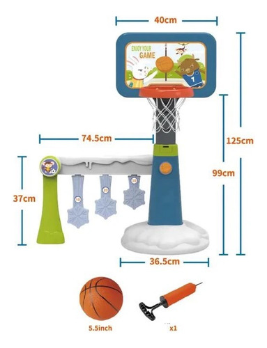 Mini Canasta Casquetbol 2 En 1 Tablero Niños + Pelota