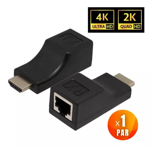 Extensor Video Hdmi A Ethernet Rj45 4k/1080p 30mts X 1 Par