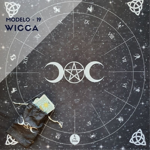 Paño Tarot + Bolsa (para Cartas) - Wicca Negro