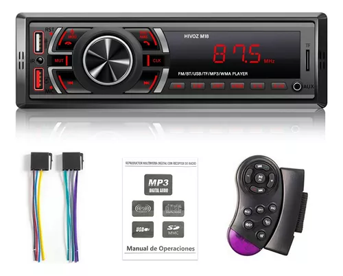 Comprar Radio de coche Reproductor de MP3 estéreo Digital Bluetooth FM  Receptor de música de audio USB/SD/MMC con entrada auxiliar