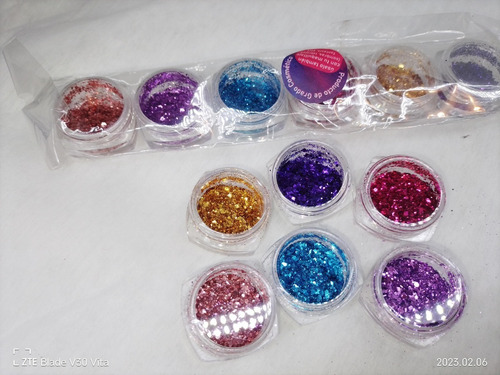 Glitter Para Decoración De Unas C/6 Colores Glitter