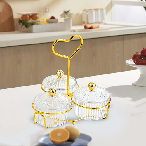 Bandeja Para Servir Refrigerios De Frutas, Limpiar 3 Tazones