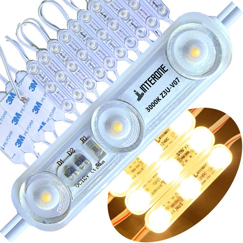 2500pçs Módulo Led Interone 2w 3-leds 12v Ip68 Branco Quente