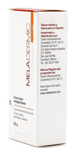 Imagen 5 de 7 de Crema Aclaradora Despigmentante Facial Meladermic Energy 50g