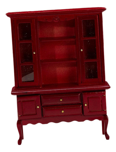 1:12 Escala Miniatura Librería Gabinete Accesorios Rojo