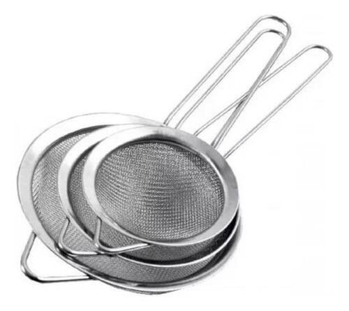 Kit 3 Peneiras Aço Inox Utensílios Cozinha Coador Suco P M G