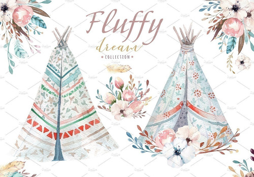 Cliparts Png Carpa Tepee Tipi Boho Acuarela Watercolor Pa20