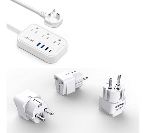 Adaptador De Enchufe De Viaje Bestek: Uk Y Europa Pack