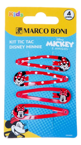 Kit 4 Presilhas De Cabelo Tic Tac Disney Minnie Marco Boni
